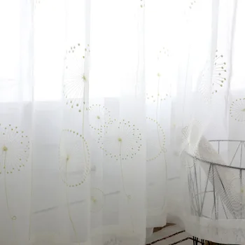 CITYINCITY Biele Závesy Pre obývaciu izbu elegantné Vyšívané Opony pre moderné Kuchyne Púpava hotové záclony na Mieru