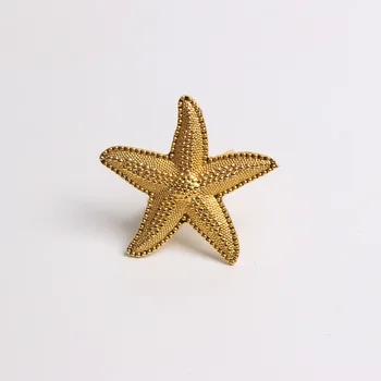 6pcs pokovovanie gold morských série hviezdice obrúsok krúžok svadobné obrúsok pracky papiera držiak na uterák