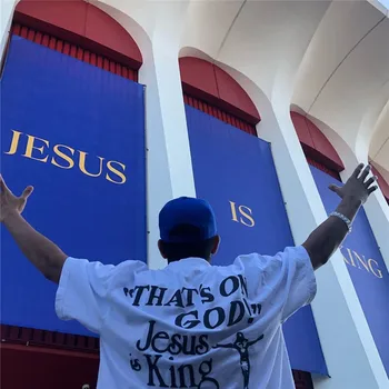 Kanye West Grafické T Košele Pharrell Williams Streetwear Mens T-shirt Krátkym Rukávom Ježiš Je Kráľ T Shirt Zvláštnejšie Veci Lete