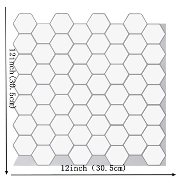 Hexagon Biele Vinylové Nálepky Samolepiace Tapety 3D Povlak & Nálepky Backsplash Kuchyňu, Kúpeľňu Stenu Štvorcových Dlažby-1 List