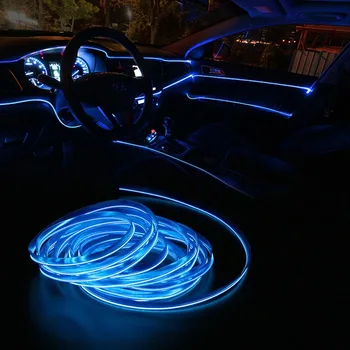 Auto LED Pásy Svetla DIY Party Dekorácie Osvetlenie Neon Tanečné lampa Auto Interiéru Gadget Príslušenstvo 2M Flexibilné EL Drôt USB Pásy