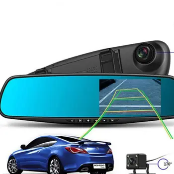 4 palcový 1080P Dash Cam Auta DVR Kamera Záznamník Auto Detekcia Pohybu Spätné Zrkadlo Nočné Videnie Disk, Záznamník