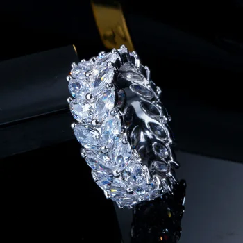 CWWZircons Luxusné Cubic Zirconia Pripraviť Olivový List Veľká Angažovanosť Svadobné Rose Gold CZ Prst Prstene, Šperky pre Ženy R109