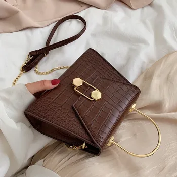 Ženské kabelky s kovu nosiť Módne krokodíla taška cez rameno PU Kožené Messenger Taška Pre Ženy 2020 Luxusný dizajn strane tašky