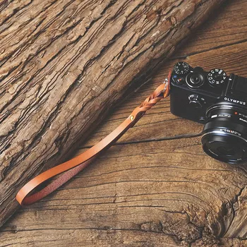 Nový Pán kameň, ručne vyrábané kožené fotoaparát popruh činením rastlinným činidlom cowhide fotoaparát remienok na zápästie (Tkanie)