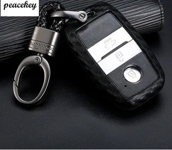 Carbon Fiber silikónové Kľúča Vozidla Prípade Keychain pre Kia Forte Niro Optima Sedona Sorento Duše Sportage Diaľkové Kryt kľúča držiteľa