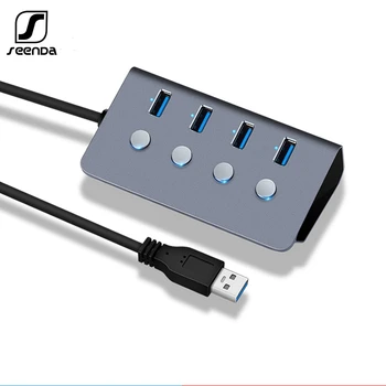 SeenDa Sub-ovládací Prepínač 4-Port USB 3.0 HUB Hliníkovej Zliatiny 5Gbps Multi USB Rozbočovač Adaptér Vysokou Rýchlosťou pracovnej Plochy Notebooku