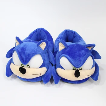Nový zvukový rýchlosť boom plyšové domáce papuče módne zimné vnútorné modré topánky cartoon Sonic the Hedgehog dospelých plyšové papuče bábika