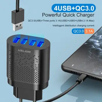 EU/US Plug Rýchle Nabíjanie Adaptér Nabíjačka Telefónu Rýchle Nabíjanie Adaptér 4 Porty USB Hub QC3.0 Mobilný Telefón Sieťovej Nabíjačky