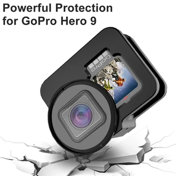 Anjielosmart Hliníkové puzdro pre GoPro Hero 9 Čierna Kovová Klietka Ochranné puzdro Rám Objektív s UV Filtrom pre Go Pro Hero 9