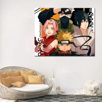 Modulárny Obrázky Domov Čierna Biela Naruto Dekorácie Japonskom Anime Wall Art Moderne Plátno, Vytlačí Maľovanie Pre Spálne Plagát Rám