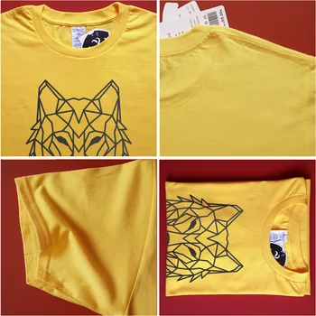 Geometrické Vlk Vytlačené T-shirt Kreatívny Dizajn Abstraktné Línie Zvierat, T Košele Minimalistický Cartoon Tričko Boutique Bežné Topy Čaj
