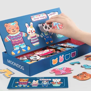 100+ Ks Raného Vzdelávania Magnetické Puzzle Pre Deti Detský Tvár Funkcie Drevené Hračky Kognitívne Maľovanie Montessori Hračky Darček