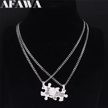 AFAWA Najlepší Priateľ Puzzle z Nehrdzavejúcej Ocele Reťazca Náhrdelník Ženy, Strieborná Farba Náhrdelníky & Prívesky Darček Šperky collares N3709S01