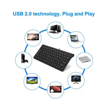 Mini Slim 78-kľúč USB 2.0 Káblové Ultra-tenké Klávesnice Stlmiť Vhodné Pre počítač Mac, PC, Notebook, Home Office Business Travel