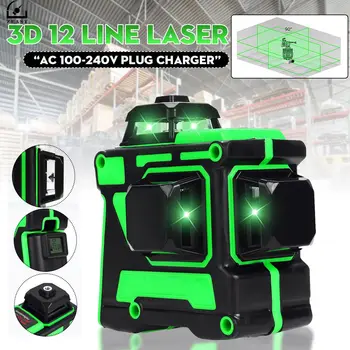 Zeast Laser Úrovni Green Light 3D 12Lines Digitálny Displej Samostatne Vyrovnanie 360° Otočný Meranie Nástroj Nepremokavé vlnové dĺžky 532nm