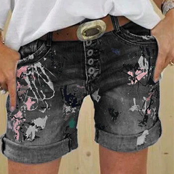 JODIMITTY ženy džínsy šortky dámske Ležérne Pozdĺžne Džínsy Šortky Ženy Vytlačené Sexy Krátka Plus Veľkosť 5XL Streetwear Džínsy Šortky