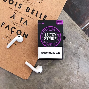 Námestie Lucky strike Mäkký silikónový Bezdrôtové Slúchadlá Plnenie Kryt, Taška pre Apple AirPods 1 2 Luxusné značky Políčko Bluetooth Headset