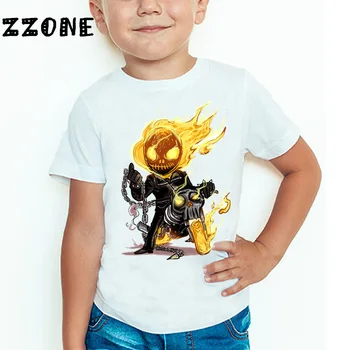 Deti Filmu Ghost Rider Karikatúra Tlače Funny T shirt Dieťa Dievčatá a Letné Krátky Rukáv Topy Deti Bežné T-shirt