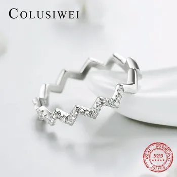 COLUSIWE Strieborné Prstene pre Ženy Autentické 925 Sterling Silver Šperky Jedinečný Nepravidelné Linky Prst Zásnubné Prstene, Šperky