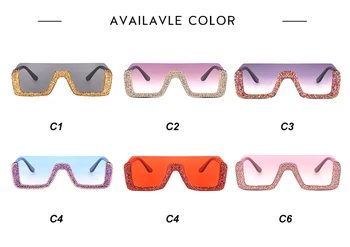 Luxusné Crystal Námestie slnečné Okuliare Ženy Značky Dizajnér Pol Rám Nadrozmerné Drahokamu slnečné Okuliare Mužov Okuliare Pre Ženy UV400