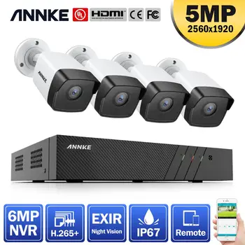 ANNKE 8CH HD 5MP POE Network Video Bezpečnostný Systém 6MP H. 265+ NVR S 4X 5MP 30 m EXIR Nočné Videnie Poveternostným vplyvom WIFI IP Kamery