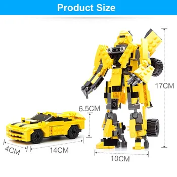 Gudi Transformuje Robot Žlté Auto obrázok Tehly Mesta Stavebné Bloky kompatibilné s Tvorca Vzdelávacie Hračky Pre Deti,