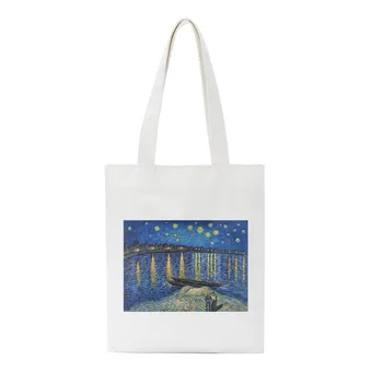 Ženské Umenie Ramenný Plátené tašky Van Gogh, Harajuku, Kvet Umenia, Nové Urza Taška, Zaujímavé, Veľkú Kapacitu, Plátené tašky