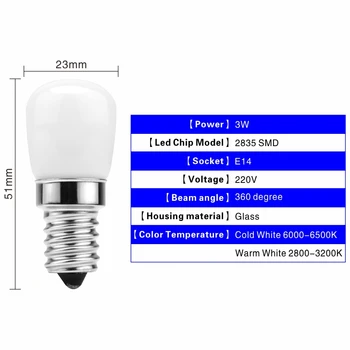 4pcs/veľa LED Chladnička Žiarovku E14 3W Chladnička Kukurica žiarovka AC 220V LED Lampa Biela/Teplá biela SMD2835 Nahradiť Halogénové Svetlá
