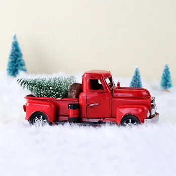 OurWarm Vianočné Party Dekor 17 cm Červená Kov Truck Dieťa Narodeninovej Párty Darček Vintage Tabuľka Top Truck Vianočný Stôl Dekorácie