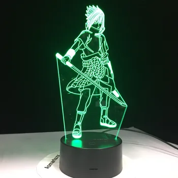 3d Led Nočné Svetlo Uchiha Sasuke Obrázok Farby Nočného pre Deti Spálňa Decor Dotykový Snímač stolná Lampa Naruto Darček