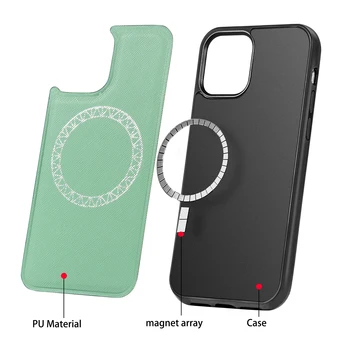 Luxusné Kožené Textúru Mäkkého Rám Prípade Na IPhone 12 11 Pro Max Mini Magnetické Magsafe Plnenie Prípade Chrániť Shockproof Kryt