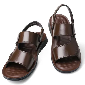 Originálne Kožené pánske Sandále Otvorené Prst Pošmyknúť Na Módne členkové Topánky Muži Mens Papuča Roman Letné Plážové Sandále Plus Veľkosť 38-44