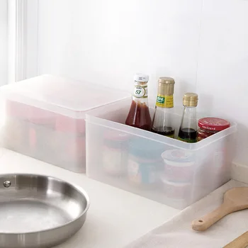 Priehľadný Plastový Kryt Môže Byť Položený Oblečenie Úložný Box Ploche Kozmetické Úložný Box Kuchyňa Obdĺžnikový Úložný Box
