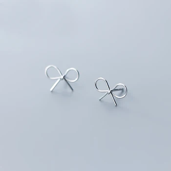 MloveAcc Jednoduché Bowknot Stud Náušnice 925 Sterling Silver Šperky pre Ženy kórejský Earings Módne Šperky 2019