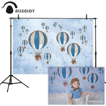 Allenjoy Modrú Oblohu, Na Oblaky Photophone Teplovzdušný Balón Narodeniny Dieťa Sprcha Krst Modrá Fotografické Pozadie Pozadie Photozone
