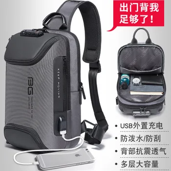 Xiao Nové Módne bežné Vonkajšie cestovné crossbody taška cez rameno USB nabíjanie Mužov hrudníka bag Anti-theft proti Poškriabaniu