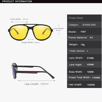 LongKeeper 2020 Nové Žltá Šošovka Nočné Videnie Jazdy Okuliare Mužov Polarizované slnečné Okuliare Značky Dizajnér Pilot Okuliare UV400