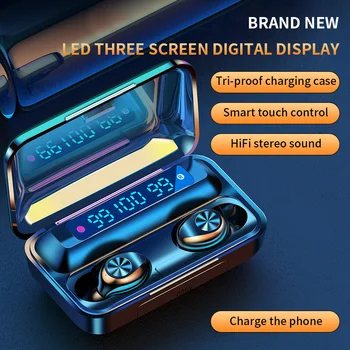 Oringinal F9-47 Bluetooth 5.1 Slúchadlá TWS Odtlačkov prstov Touch Slúchadlá HiFI Stereo In-ear Slúchadlá Bezdrôtové Slúchadlá pre Šport