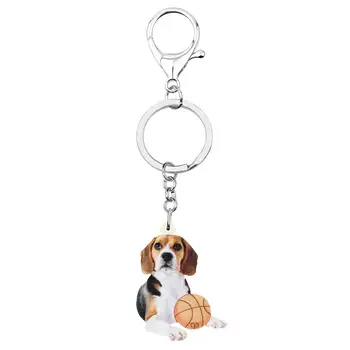 WEVENI Akryl Roztomilý Beagles Psa Keychains Keyring Tlač Pet Zvierat Šperky, prívesok Pre Deti, Mládež Klasické Festival Darček Charms