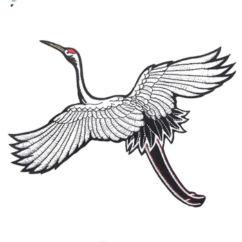1 Pár Červená-korunovaný Žeriav Výšivky Šiť Žehlička na Patch Odznak Sušenie Textílie Prevody Čipkou Trim Nášivka Vták DIY Príslušenstvo