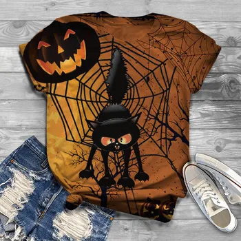 2020 Halloween Vytlačené dámske tričko Krátke Rukávy košele S okolo Krku t tričko pre ženy oblečenie camisetas mujer топ