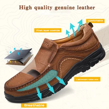 New Vysoká kvalita mužov sneakes pravej kože muž ležérne topánky nepremokavé príjemné svetlo gumy jediným obuv plus veľkosť 38-47