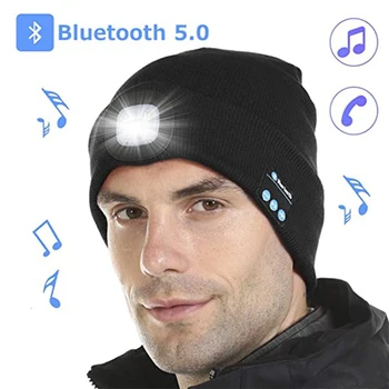 Bezdrôtový Bluetooth 5.0 Slúchadlá LED Klobúk Vstavané Slúchadlá Reproduktor & Mikrofón USB Nabíjateľné LED Osvetlené Zrastov Spp Teplo Klobúk