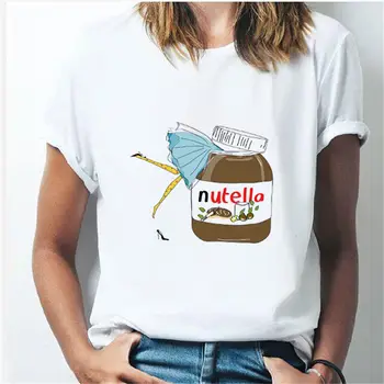 Žena T Shirt Nutella Vytlačené Ženy T-shirt 90. rokov Harajuku Ullzang Top Módne Grafické Roztomilý Kreslený O-krku Bežné Tee Oblečenie