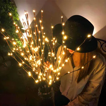 Willow Pobočky Svetlo Kvetinový Svetlá, Vianočné Dekorácie pre Domov Vianočný Stromček Svetlo Navidad Vianoce 2019 Nový Rok 2020 Domova