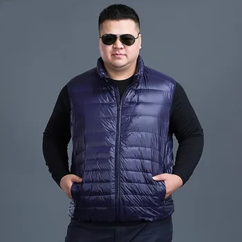 10XL módna vesta ultra ľahká páperová bunda vesta bez rukávov a collarless pre mužov bežné kabát muž kačica nadol bunda na zimu