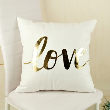 Láska štýl Mäkšie textílie Zlato pečiatka vankúš obliečky na vankúš 45*45 cm Domova dekoratívne zlato razenie Vankúš