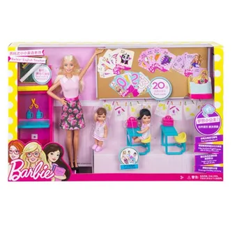 Pôvodné Barbie Málo učiteľ angličtiny dievča princezná hračka nastavte veľké darčeka FFB19