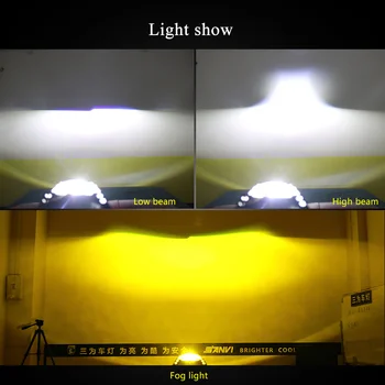 Sanvi 2ks D2H 5500K 3000K Biela Žltá Dual Farebné LED Žiarovky Svetlometu S HD LED Bi Objektív Hella Objektív Pre Hmlové Svetlo LED